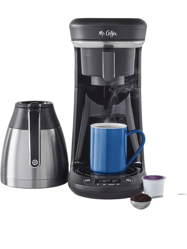 mr. coffee pod and 10 cup space saving combo brewer
