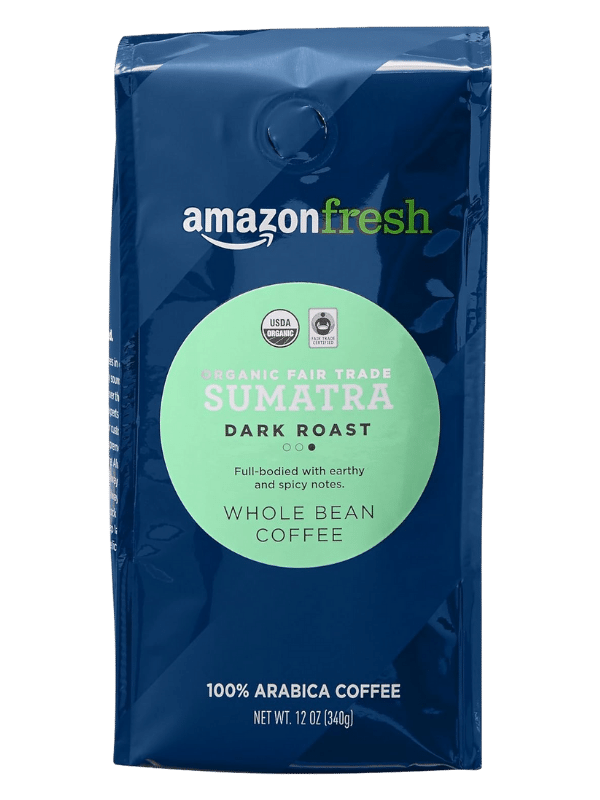 amazonfresh organic fair trade sumatra whole bean coffee