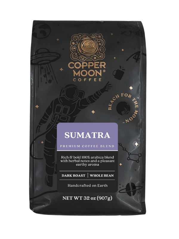 copper moon whole bean coffee dark roast sumatra blend