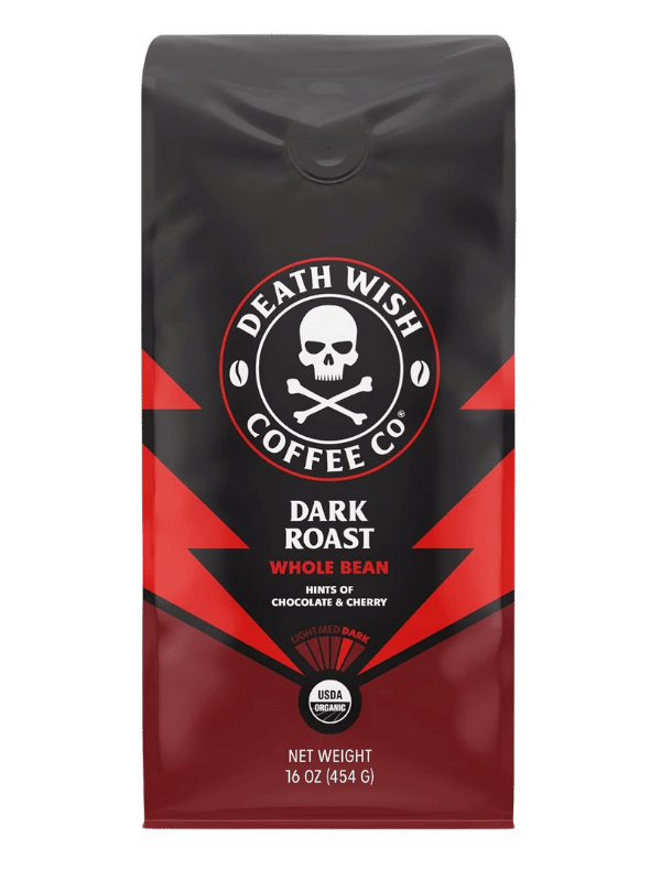 death wish coffee organic and fair trade dark roast whole bean coffee